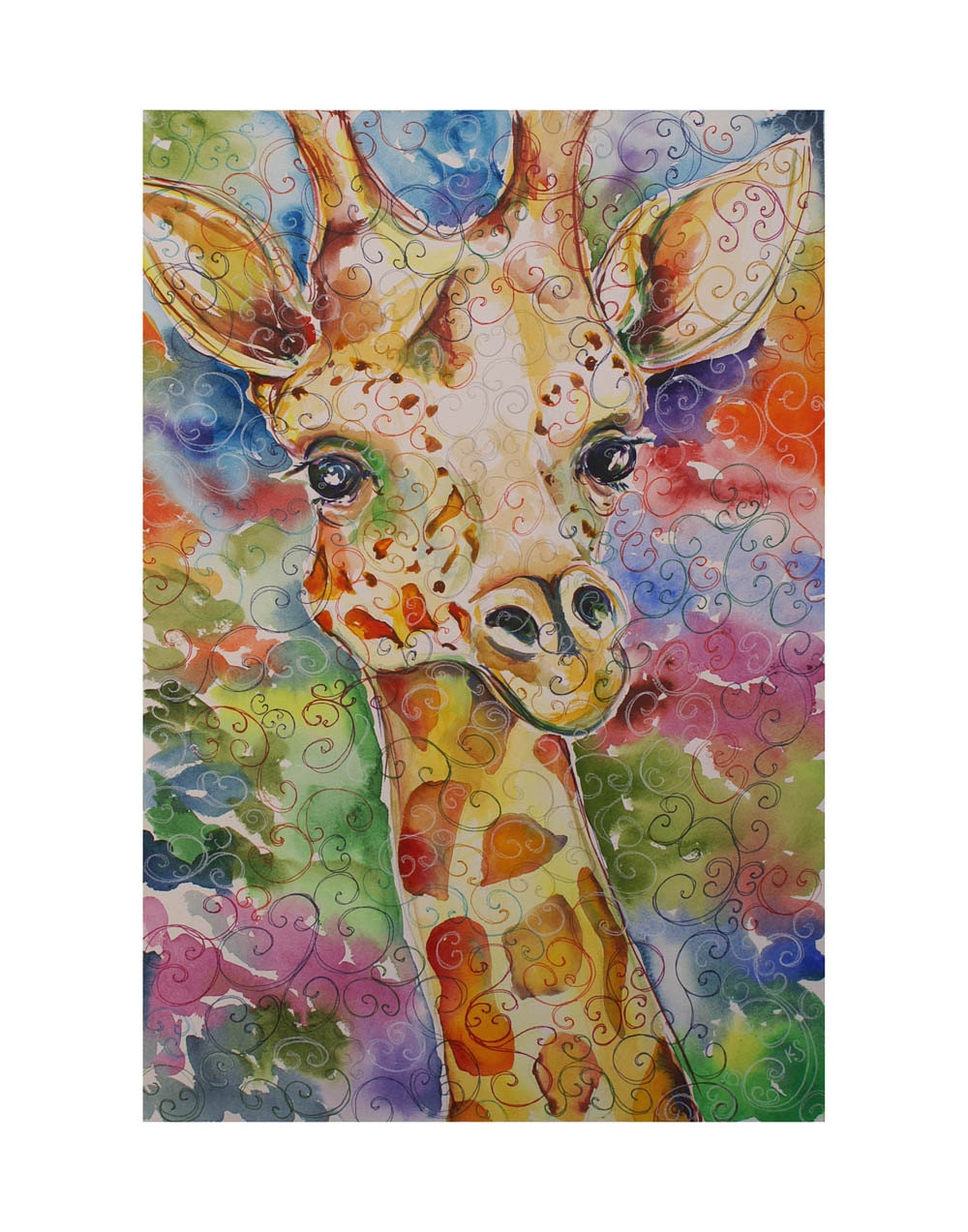 Giraffe Watercolor reproduction 11x14 Kit Sunderland