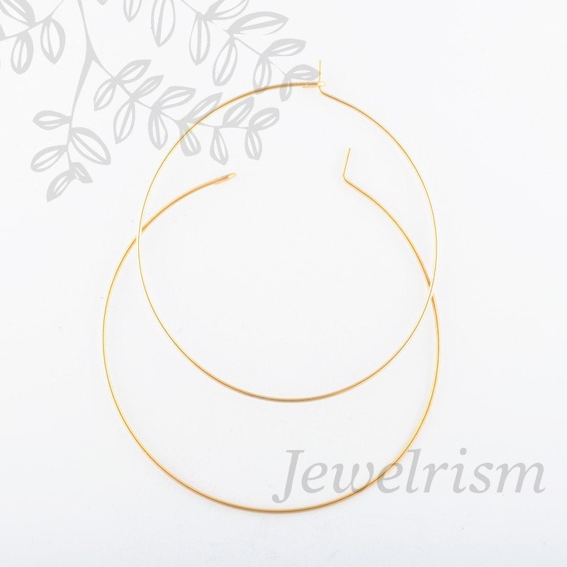 ER661-MG // Matt Gold Plated 50mm Round Hoop Earwire, 50mm, 6 Pc