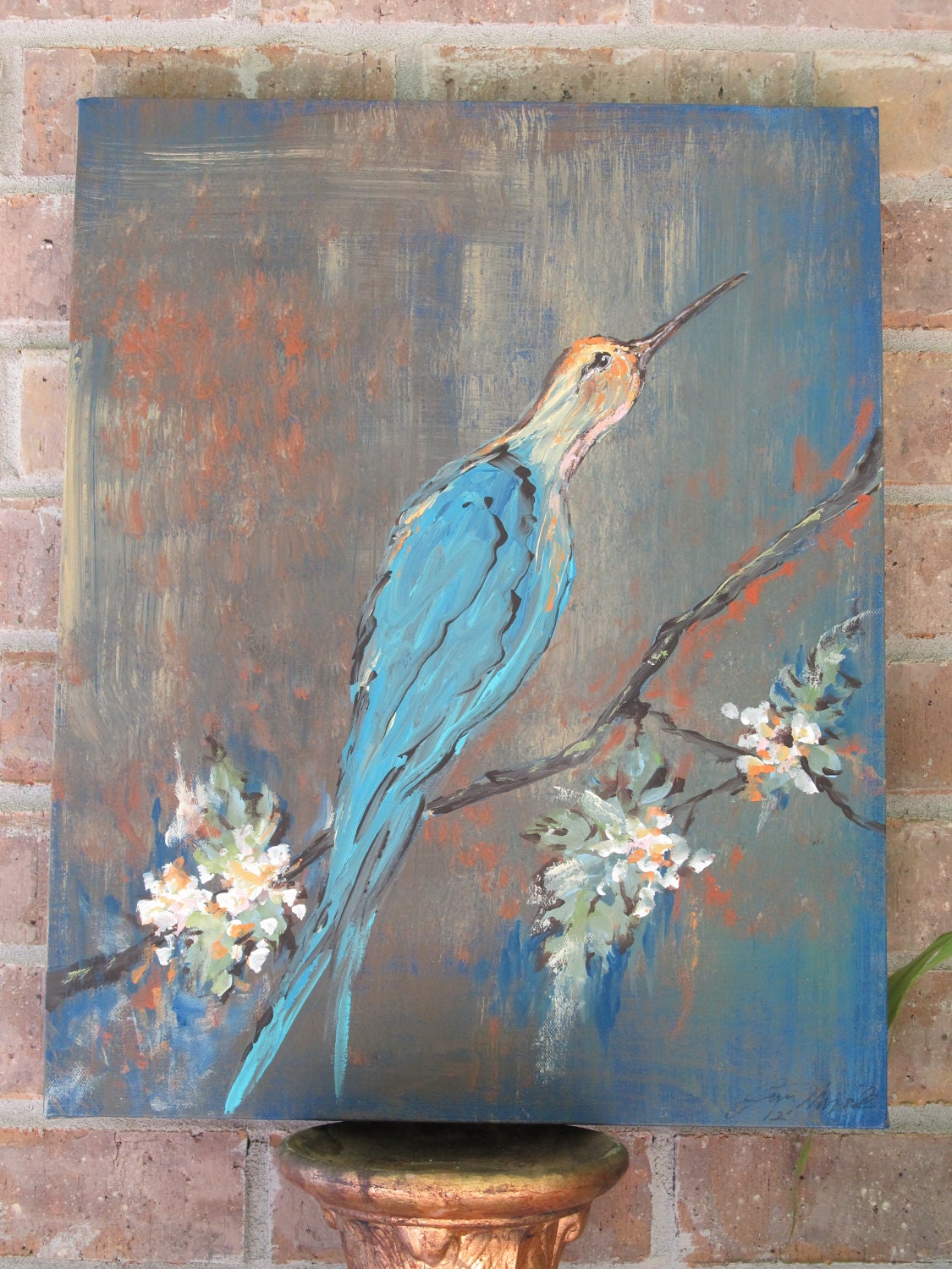 Bird in Rich Color OOAK Titled "Night Bird"Painting