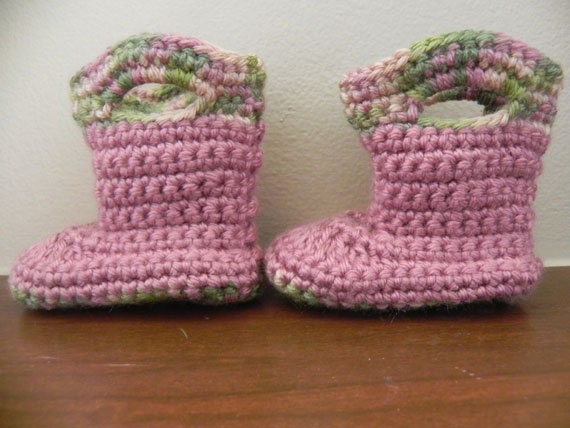 Baby Goshalosh Boots: Size Newborn, Plum Wine and Rose Garden
