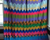 Vintage Beautiful Large Afghan 70s Zig Zag  Bright Colors Bedspread size