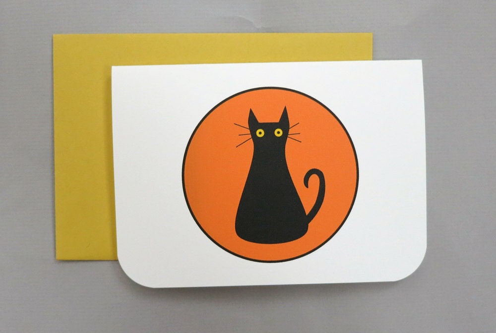 Black Cat Happy Halloween 4-Bar Folded Card
