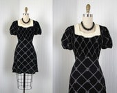 1960s Dress - Vintage 60s Black Ivory Mod Babydoll Lolita Mini Party Dress S - Dolly Dearest