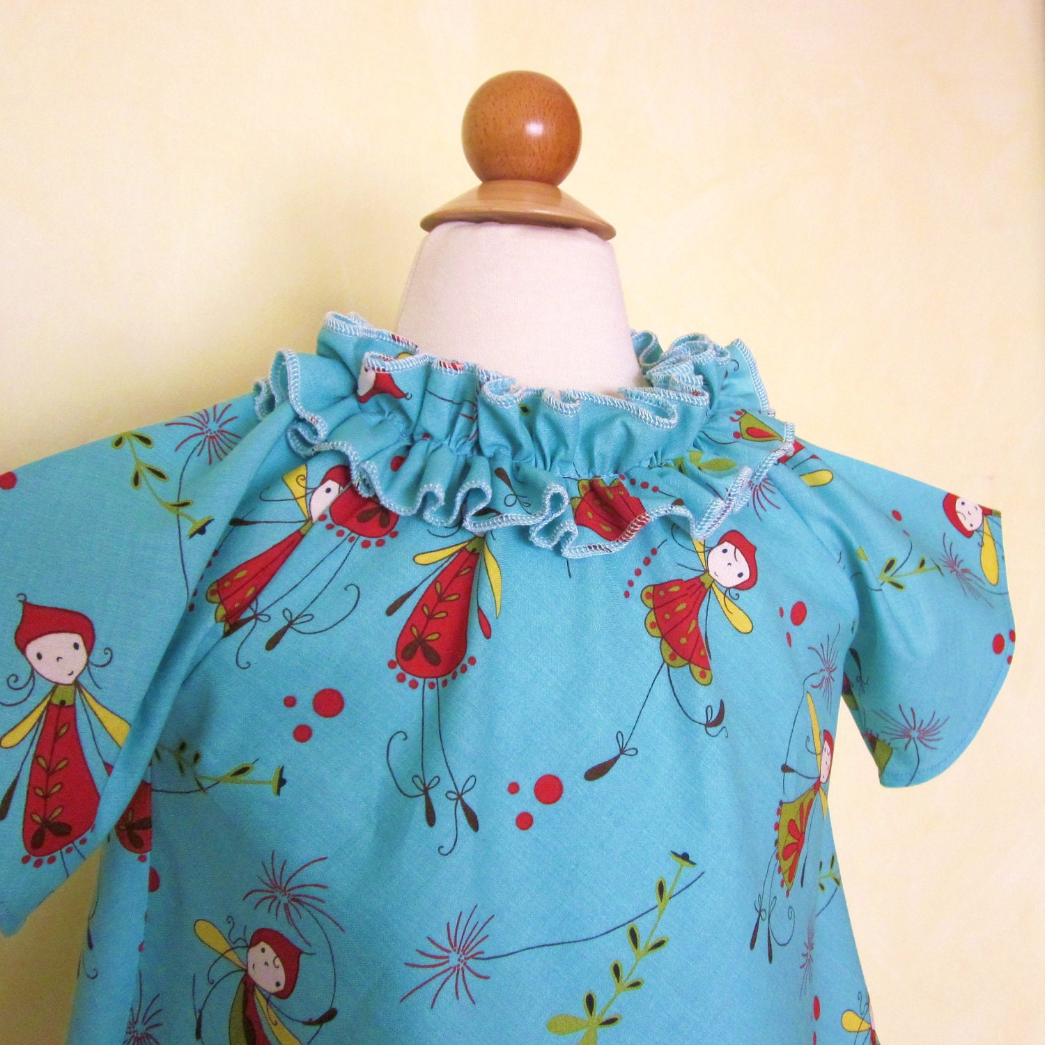 WOODLAND FAIRIES BLUE- Pierrot Dress - Size 1-2