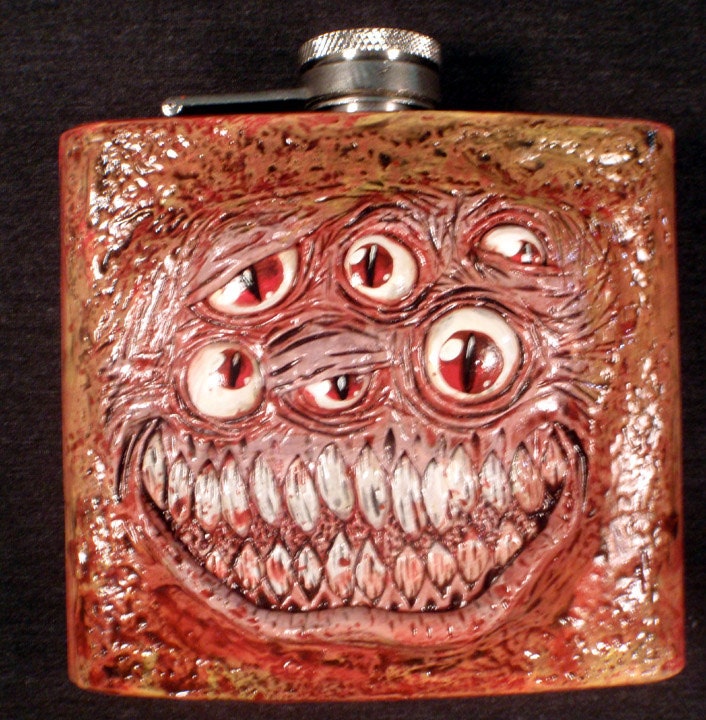 Abalon Demon Face 12oz Flask OOAK