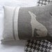 hand printed grey loom state linen whippet/grey hound cushion