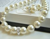 Bridesmaid Jewelry Set - Bridal Pearl Necklace Earrings Set in Swarovski Pearls