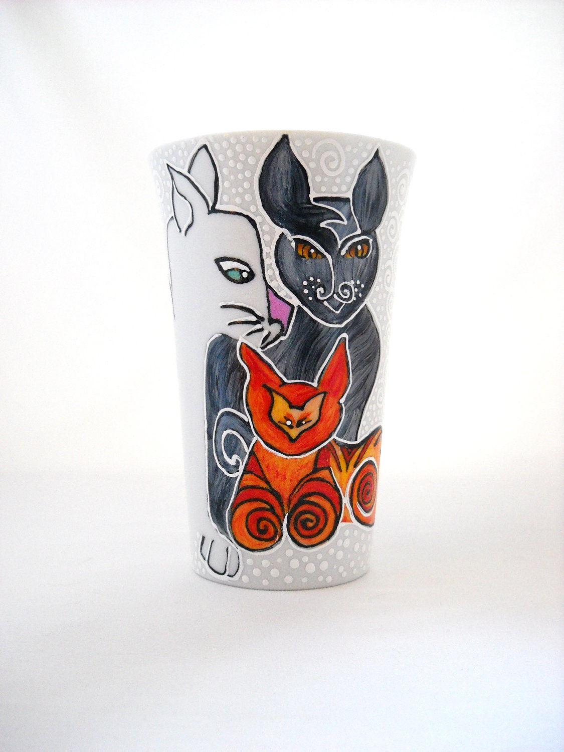 Made To Order Cup Hand Painted Porcelain Mug Feline Cat Art
