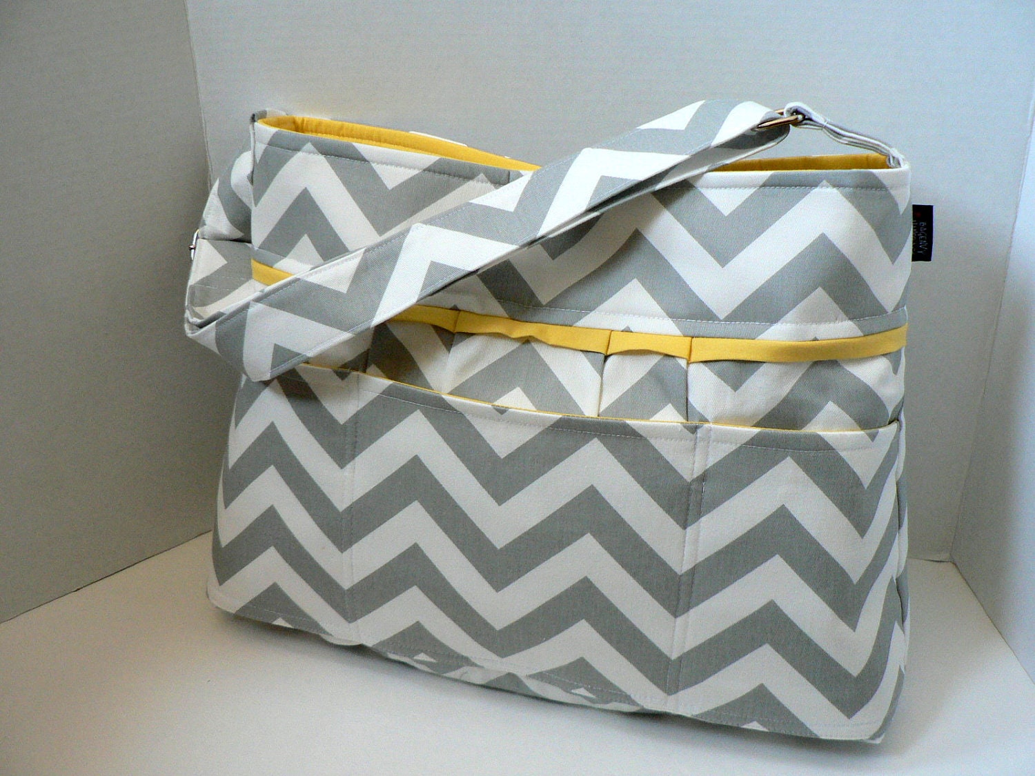 Monterey Diaper Bag - Grey Chevron Or Custom Design Your Own - Medium 9 Pocket