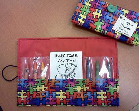 PUZZLE Autism Awareness Colorful Crayon Wallet with Mini Coloring and Activity Book