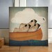THREE PUG Canoe Ride 12x12x1.5 Gallery Wrapped Canvas Wall Art - Ready-to-Hang Canvas SIGNED