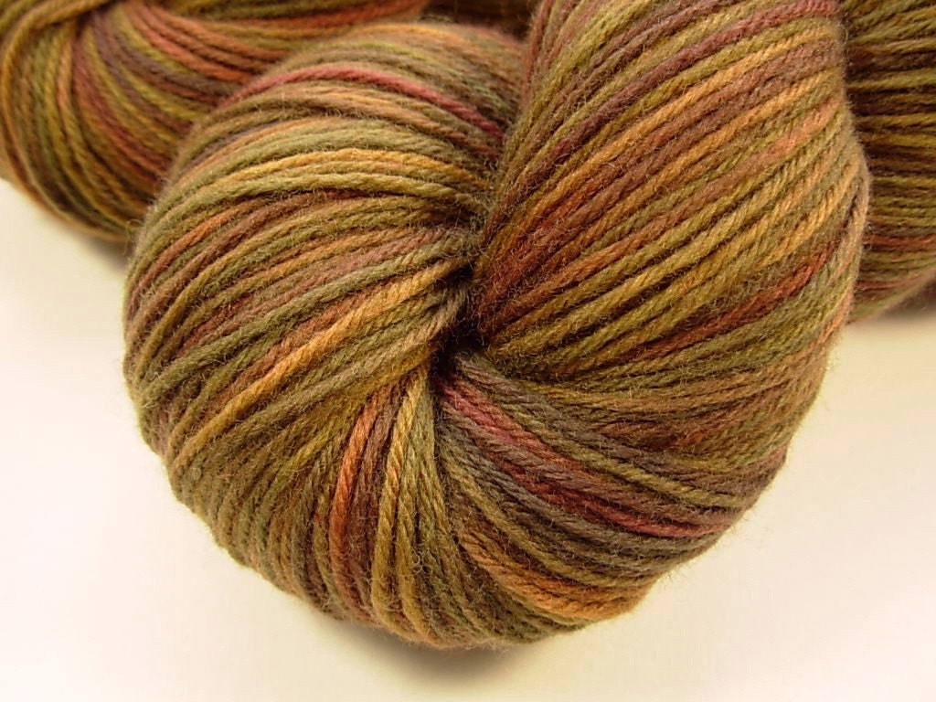 Sock Weight Superwash MCN (Merino Wool/Cashmere/Nylon) Yarn - Antique Brass - Hand Dyed Yarn, Knitting Supplies