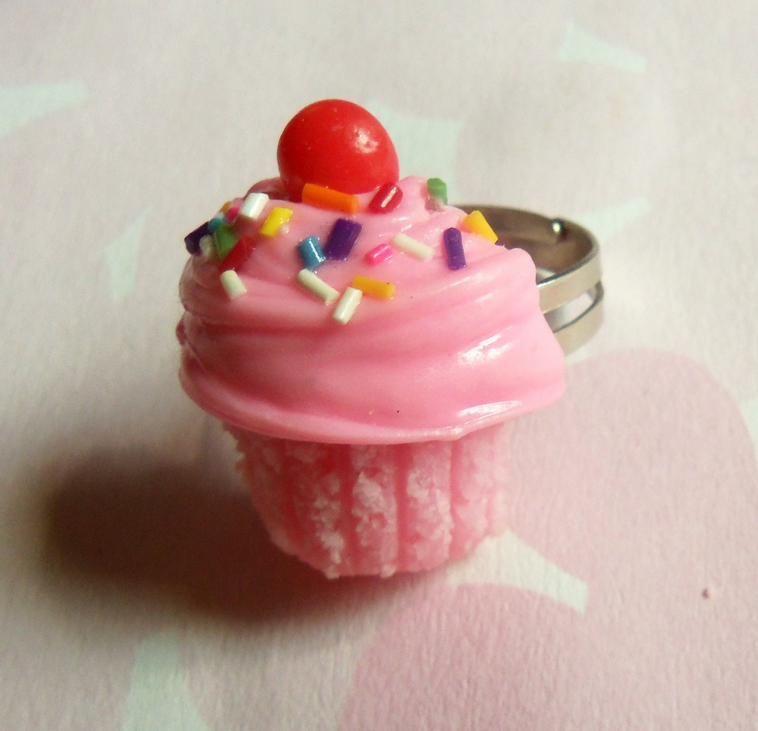 double strawberry polymer clay cupcake ring