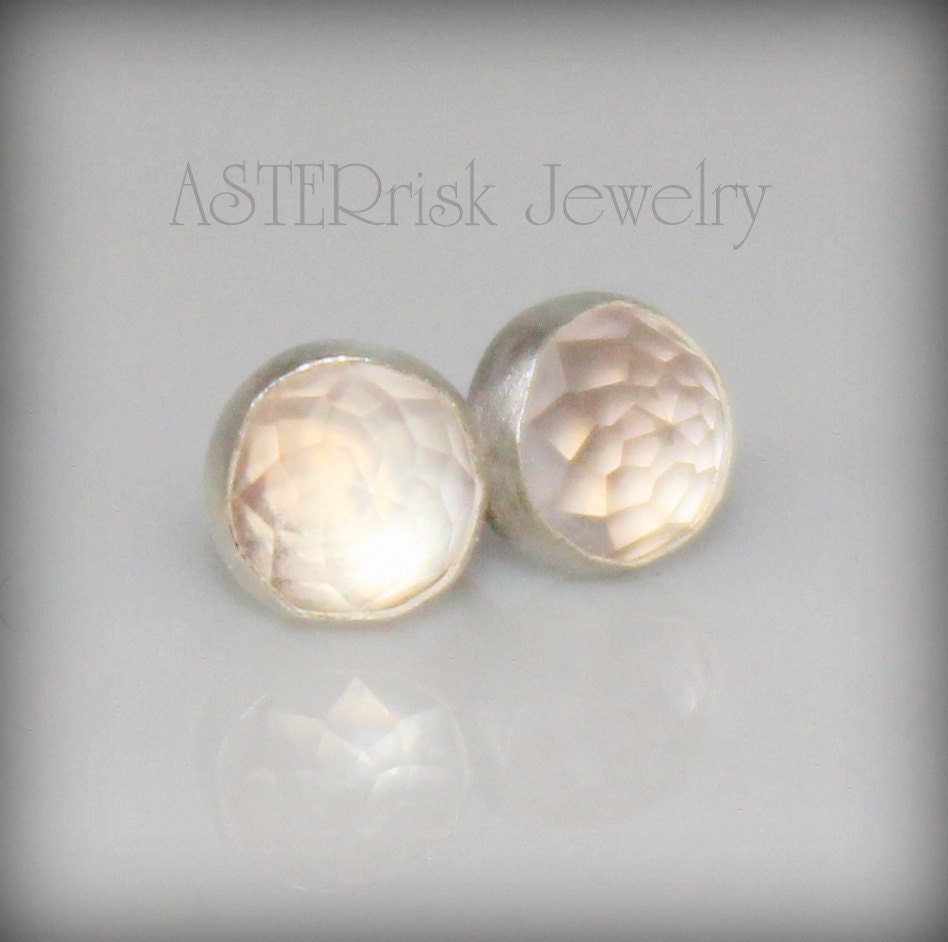 Earrings - Rose Quartz Silver Studs