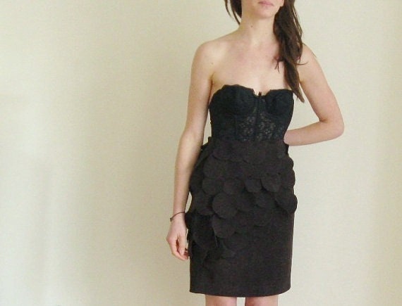 hand cut suede skirt . chocolate geometric paillette DOTTO inc wear .large
