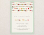 Neutral Baby Shower Invitation. Rainbow buntings. I Customize, You Print. Il_170x135