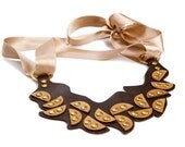 Leather Bib - Statement necklace -  Bronze Leather Neckline Accessory, gift for her , women accesorries