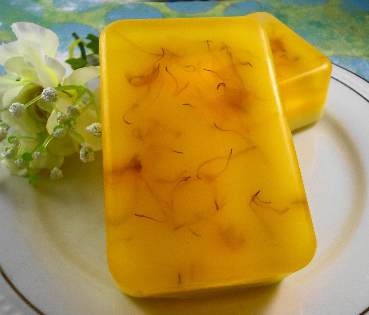 Soap - Flowering Citrus Glycerin Soap with Calendula Flowers - Handmade Soap - Spring