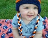 Broncos Football Crochet Earflap Hat- pick your size