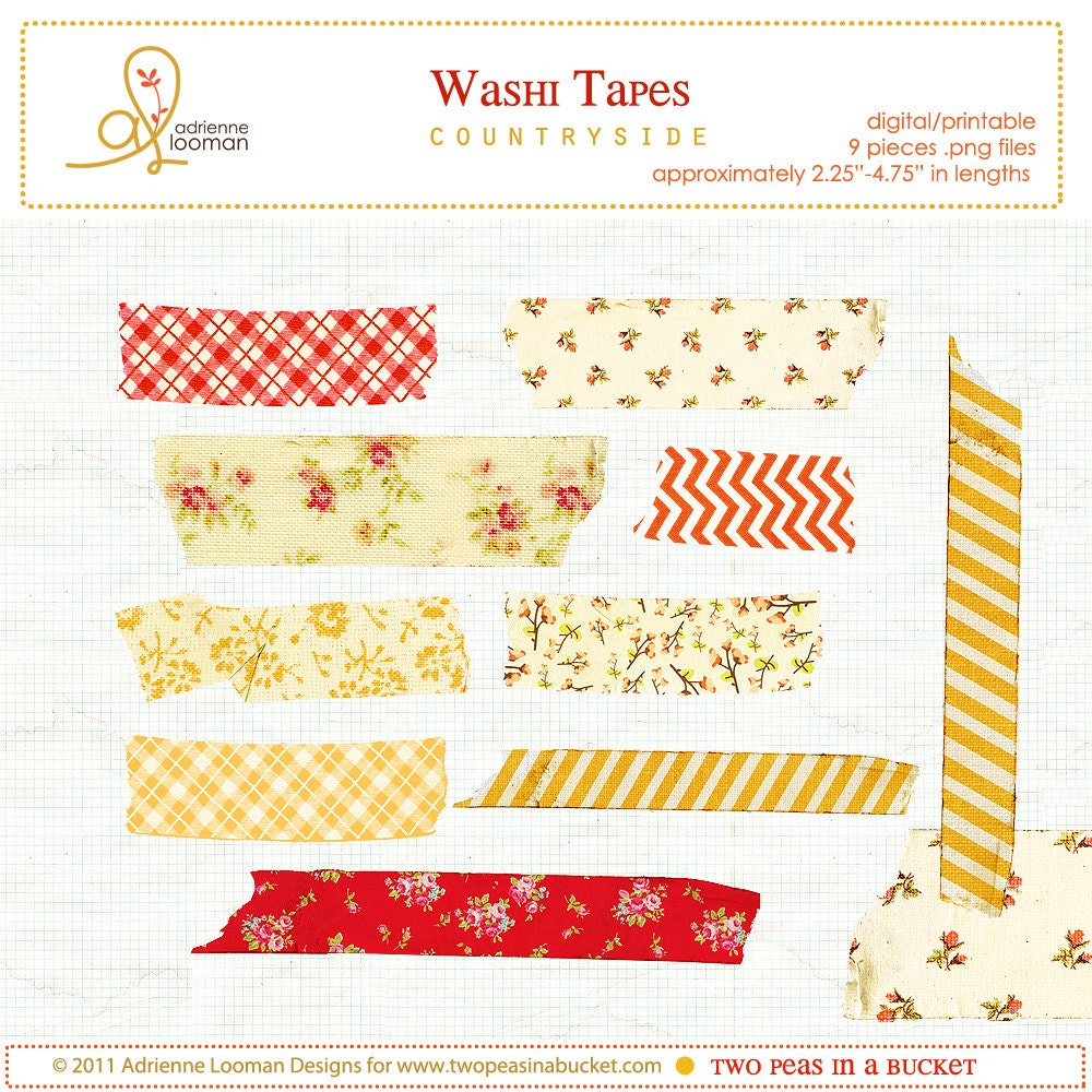Digital Washi Tape Peach Cobbler INSTANT DOWNLOAD