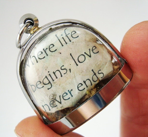 Where Life Begins Love Never Ends, Heart  for Mom, Mini Curio Display, Locket Necklace,Natural World