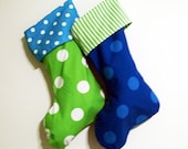 Jumbo Sized Christmas Stocking, Matching Family Stockings, Polka Dots, Stripes, Chevron Lime Whimsical, Colorful, Fun