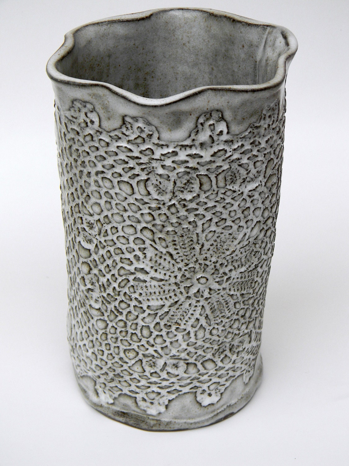 Handmade Lace Texture Vase/Utensil Holder