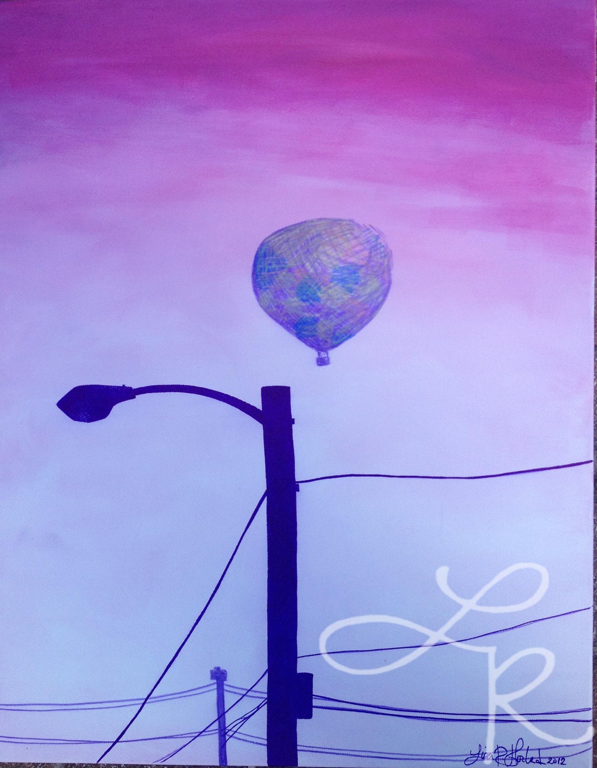 Full of hot air-mixed medium-original painting-18in x 24 in