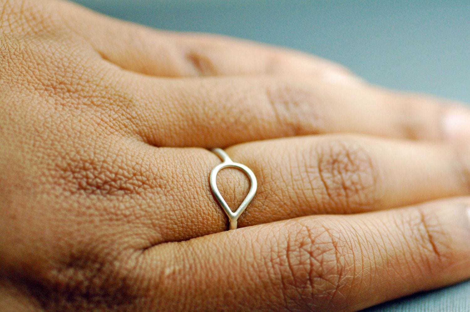 Satin Teardrop Sterling Silver Ring in Your Size
