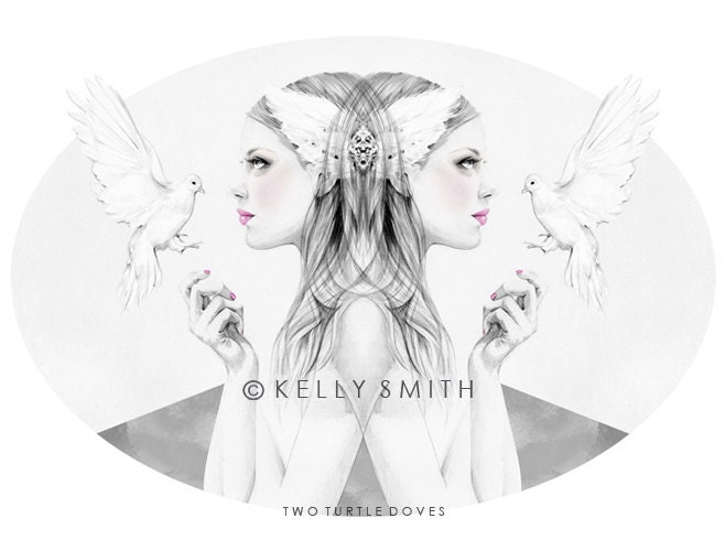 Two Turtle Doves LIMITED EDITION PRINT - A4