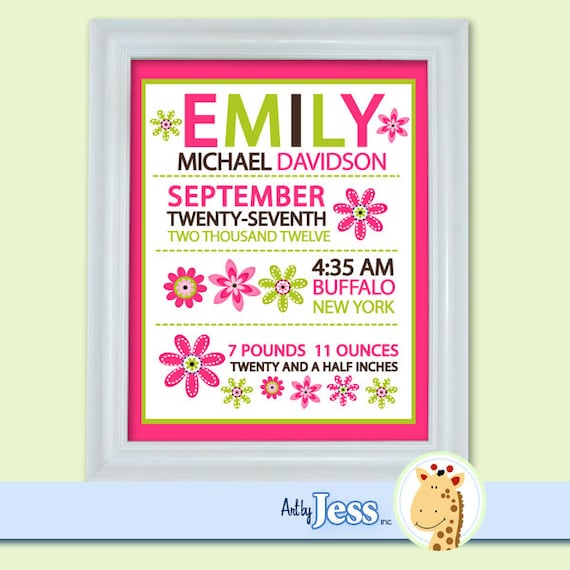 Buy announcements gifts invitations - Trendy Flower Girly Birth Announcement Personalized Baby Gift