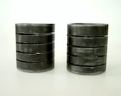 Modern Industrial Candle Holders: Sliced Steel Pipe