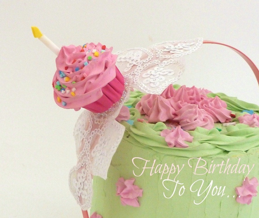 Birthday Headband cupcake with candle graet as birthday party hat  ,Halloween cupcake costume photo prop ,baby headband first birthday party