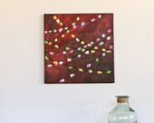 colorful red Festival original acrylic painting on square canvas