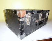 Vintage Industrial Suitcase Briefcase Black Luggage Gothic Steampunk