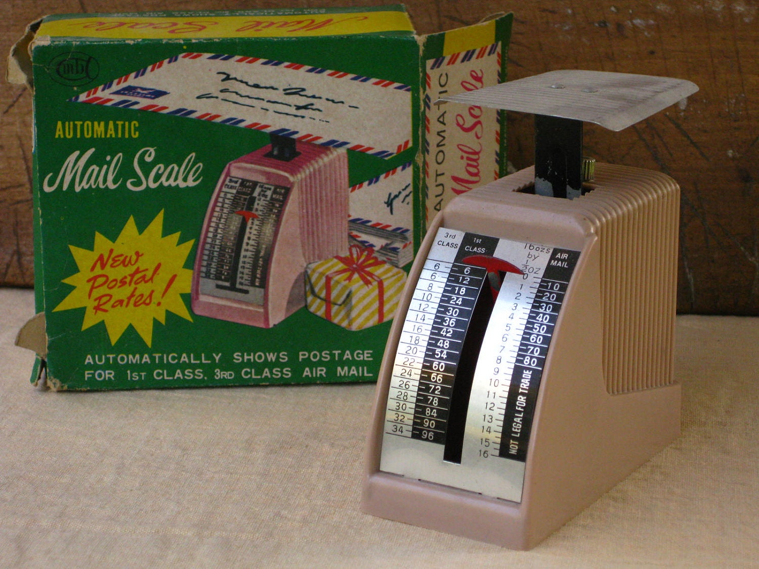 Vintage Postal Scale Made in Hong Kong Automatic Mail Scale with Original Box 1960s