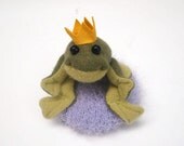 Frog Prince,Waldorf toy, waldorf frog, all natural toy, eco friendly toy, stuffed frog,