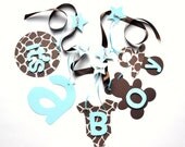 Giraffe baby shower decorations blue and brown it's a boy banner by ParkersPrints on Etsy Il_170x135