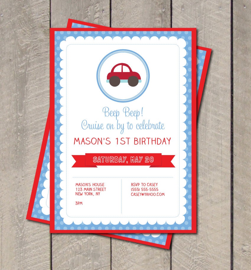 Cars Birthday Party Invitation - Cars Invitation - Digital Printable Invite - Transportation Theme Birthday Party Il_170x135