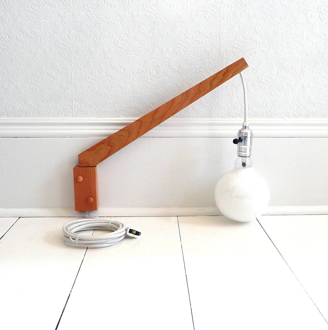 SALE Handmade Cherry Wood Modern Wall Light - Single, Sconce, Minimalist, Mid Century