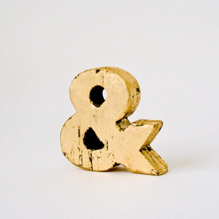 Rustic Gold Leaf Wood Ampersand
