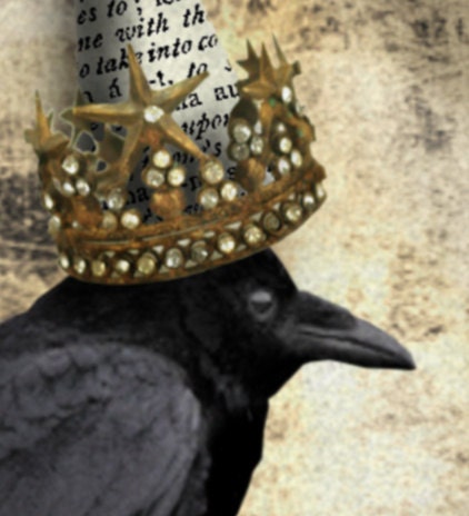 Royal Halloween Crow on Skull with Crown of Stars 5x7 Tintype Digital Image