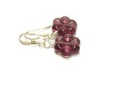 Purple Flower Earrings, Petite Amethyst Flowers February Birthday Minimalist Sterling Silver Earrings - Purple Rain