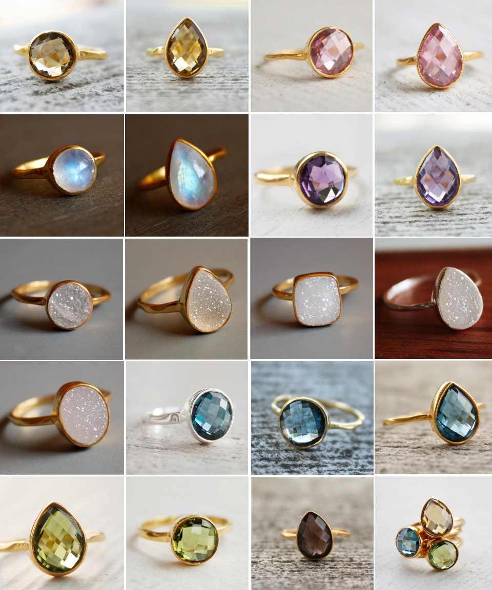 Citrine Ring - Round Shape - Gold Plated Ring