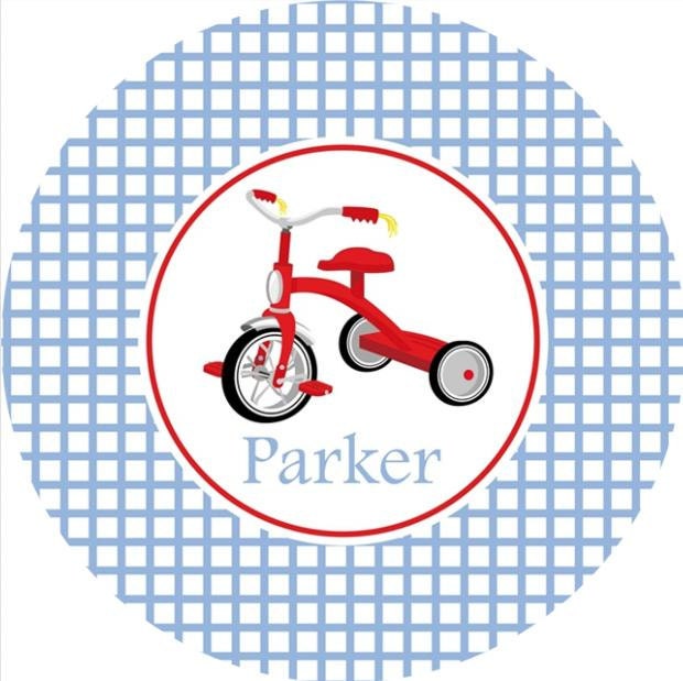 Personalized Melamine 10"Plate--Tricycle