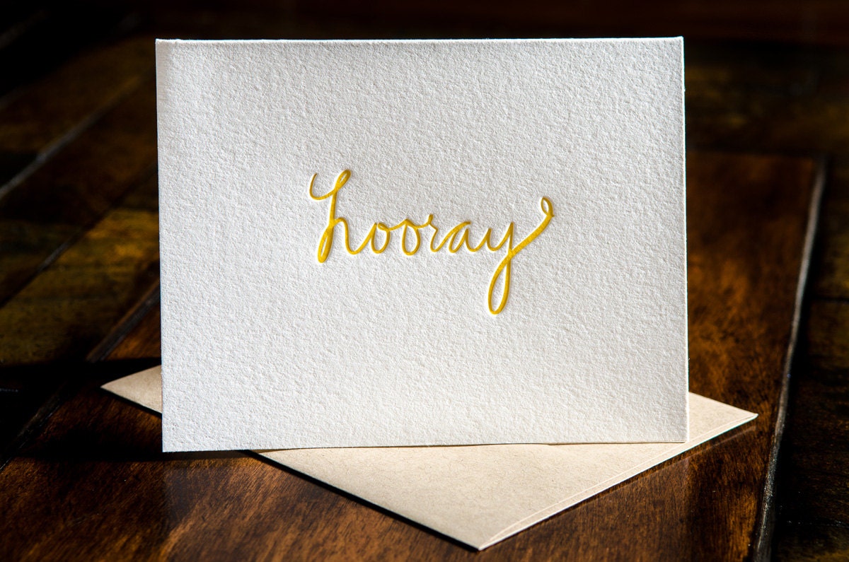 Hooray letterpress card - single