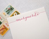 Custom Letterpress Stationery - Swash Calligraphy - Personalized Set of 25 Flat Notes