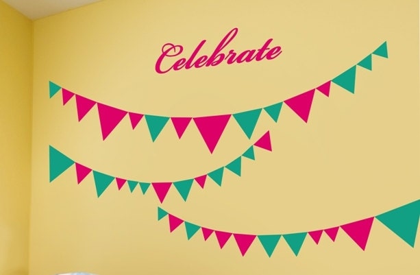 Celebration Party Flags removable wall art decals