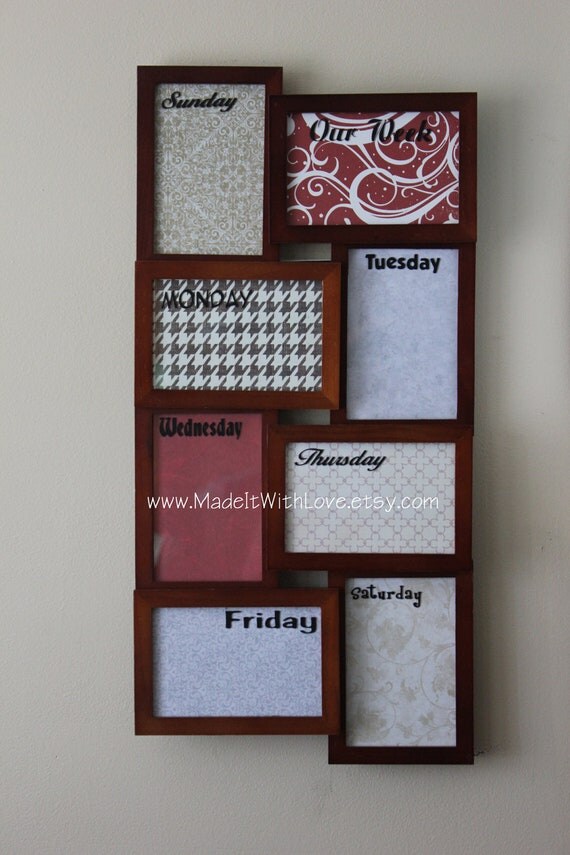 WALNUT Weekly Dry Erase Planner Calendar Custom