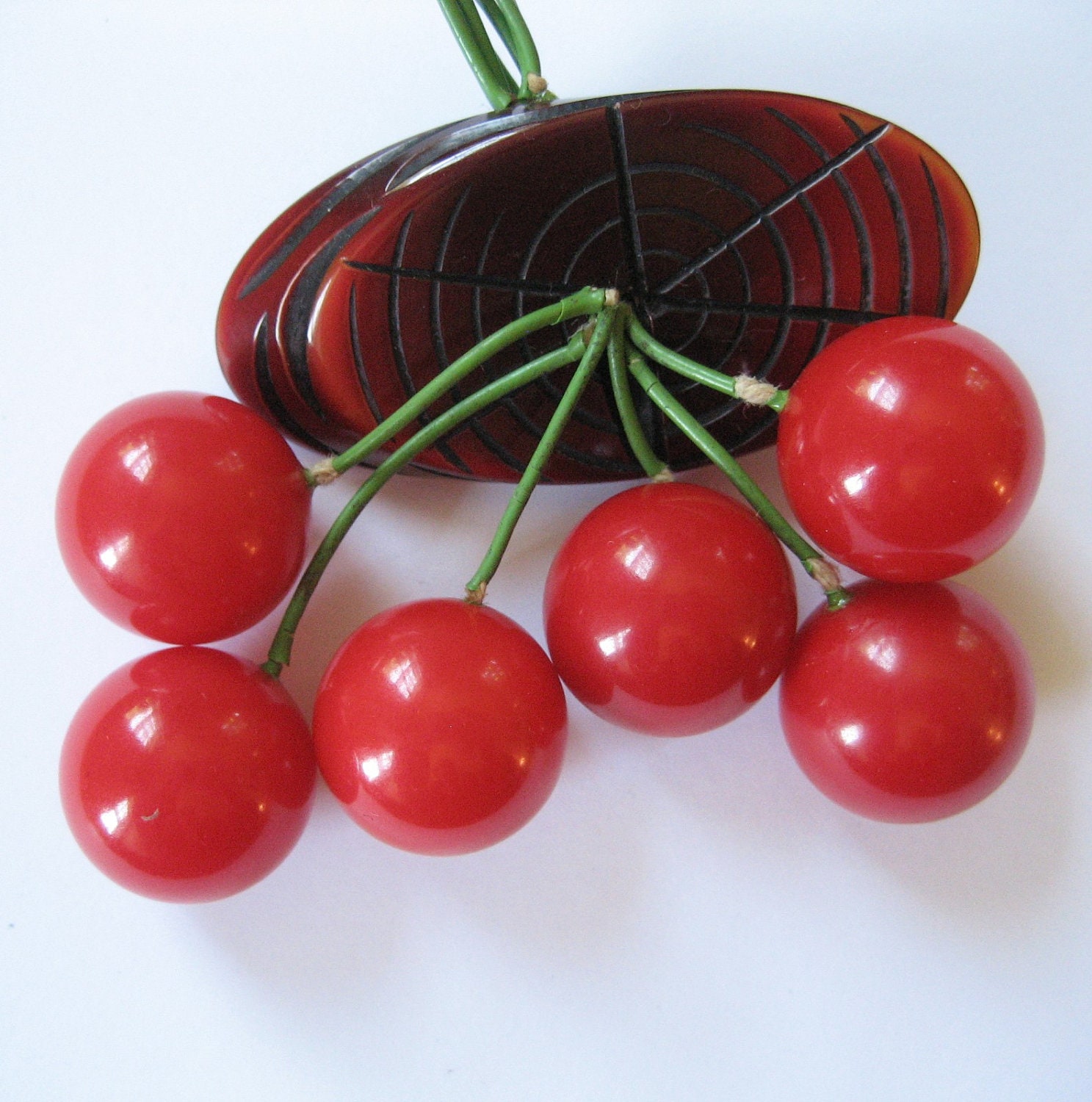 Bakelite Cherry Brooch and Earrings, Book Piece